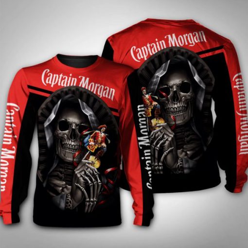 Death skull captain morgan full printing sweatshirt
