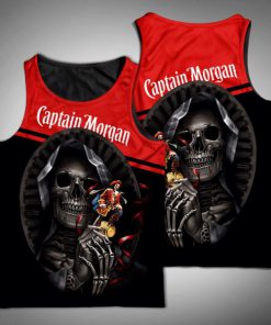 Death skull captain morgan full printing tank top