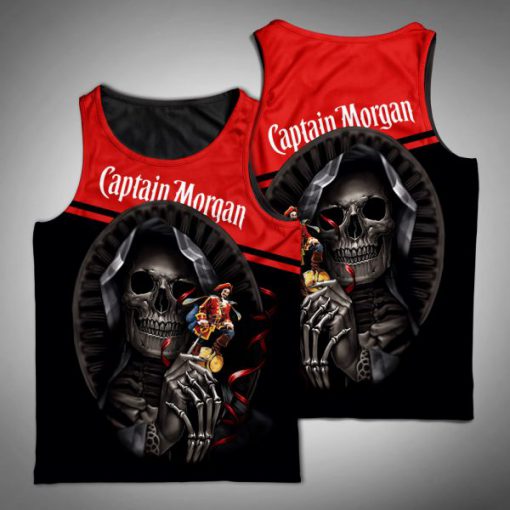 Death skull captain morgan full printing tank top