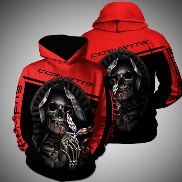 Death skull corvette full printing hoodie