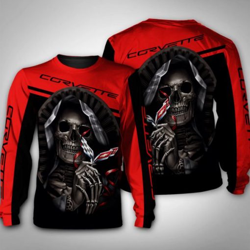 Death skull corvette full printing sweatshirt