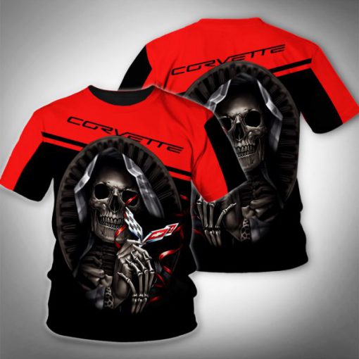 Death skull corvette full printing tshirt