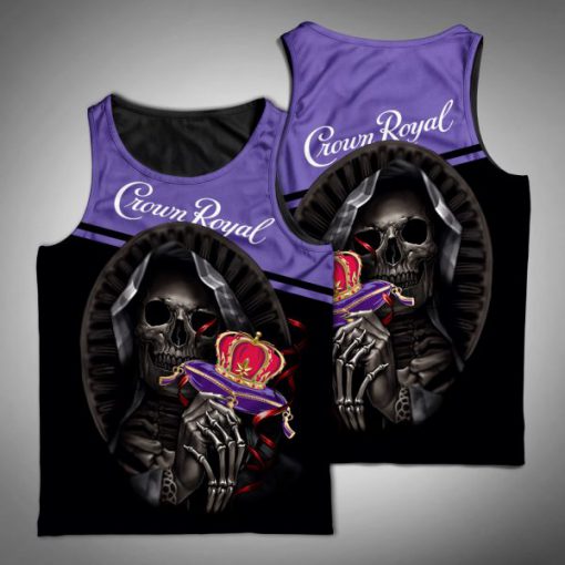 Death skull crown royal full printing tank top