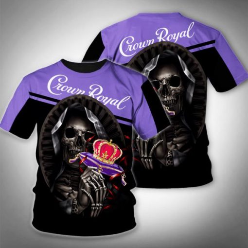 Death skull crown royal full printing tshirt