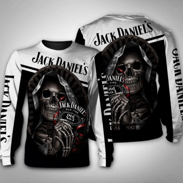 Death skull jack daniel's tennessee whiskey full printing sweatshirt 1