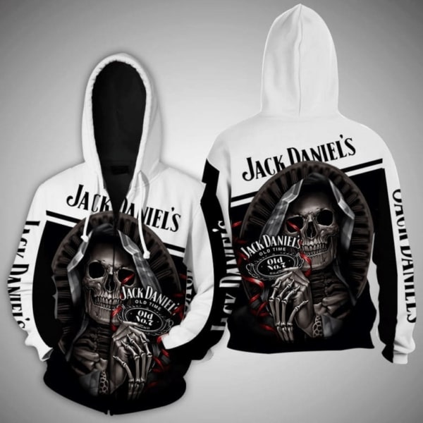 Death skull jack daniel's tennessee whiskey full printing zip hoodie