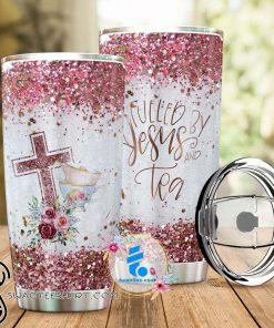Fueled by jesus and tea full over printed tumbler