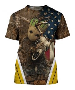 Groot skull deer camo deer hunting full printing tshirt
