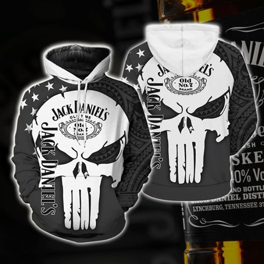 Jack daniel's tennessee whiskey skull full printing hoodie 1
