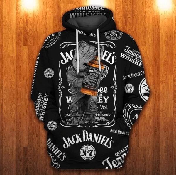 Jack daniel's whiskey groot 3d full printing hoodie 3