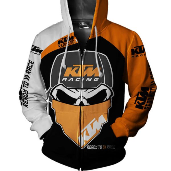 KTM ready to race skull all over print zip hoodie