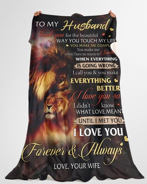 Lion to my husband i love you forever and always full over printed blanket 4