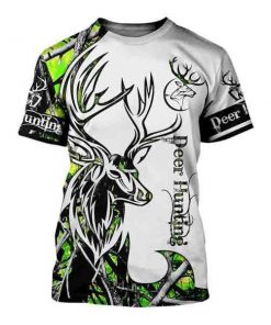 Neon green camo deer hunting tattoo full printing tshirt