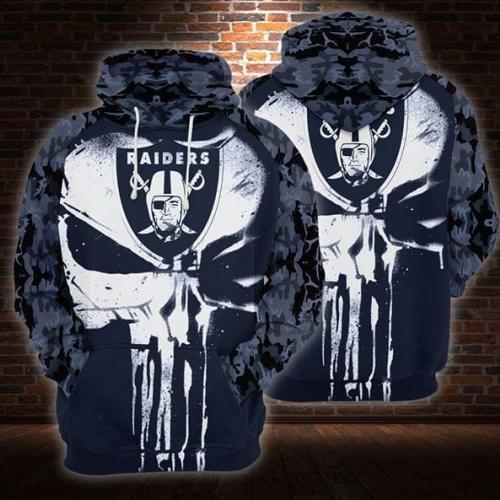 Oakland raiders skull camo full printing hoodie 1