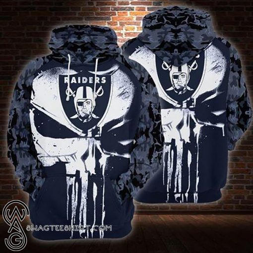 Oakland raiders skull camo full printing shirt