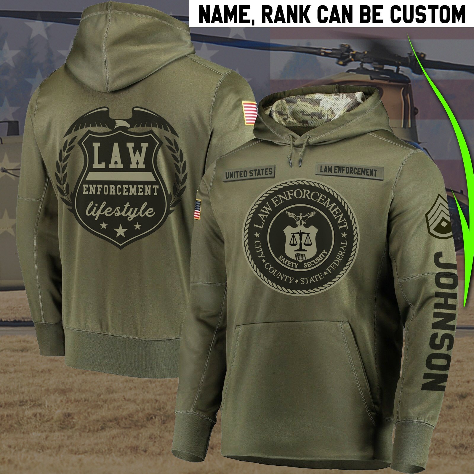 Personalized law enforcement full printing hoodie 1