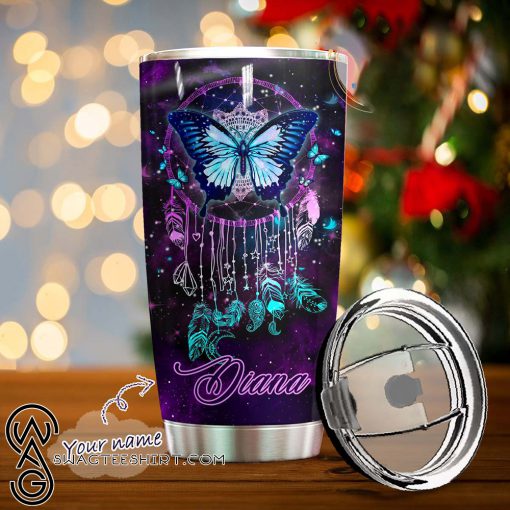 Personalized night butterfly full over print tumbler