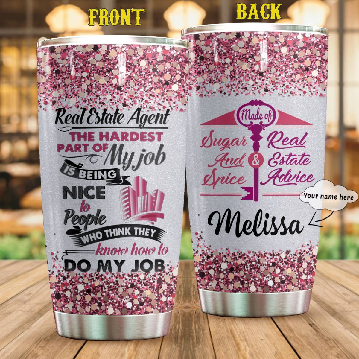 Personalized real estate agent is my job full over print tumbler 1