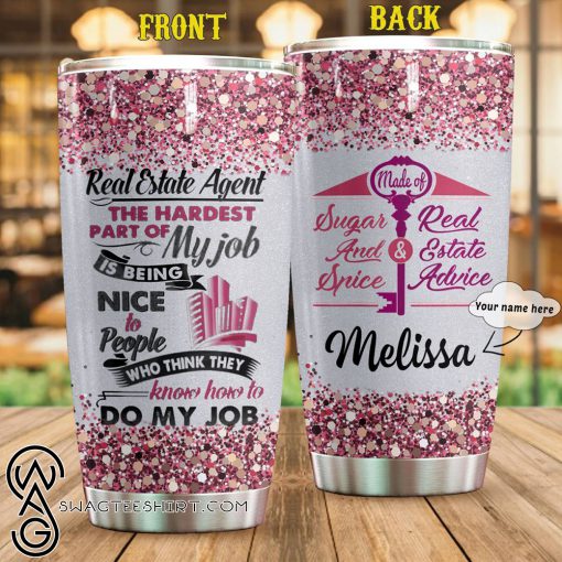 Personalized real estate agent is my job full over print tumbler