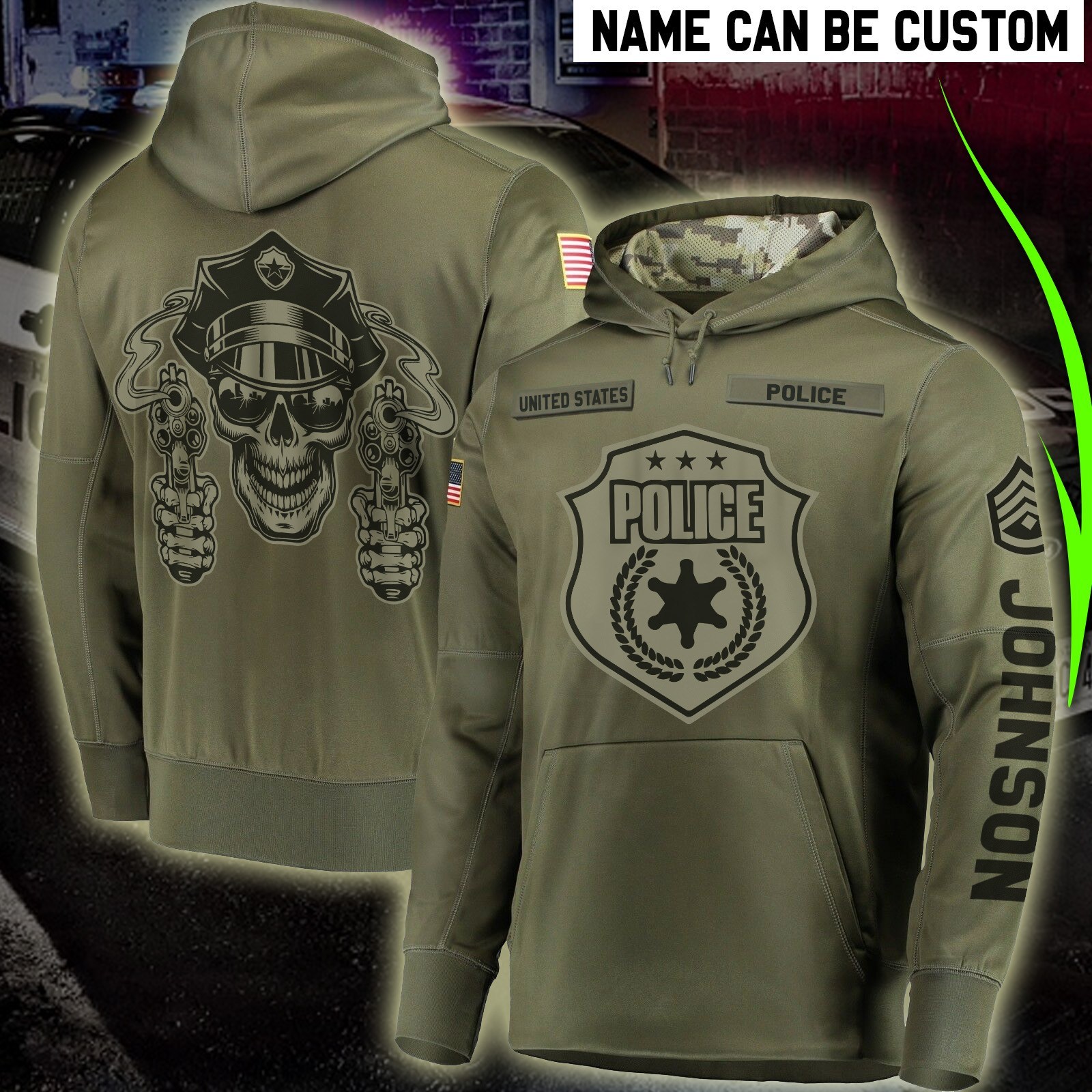 Personalized united states police full printing hoodie