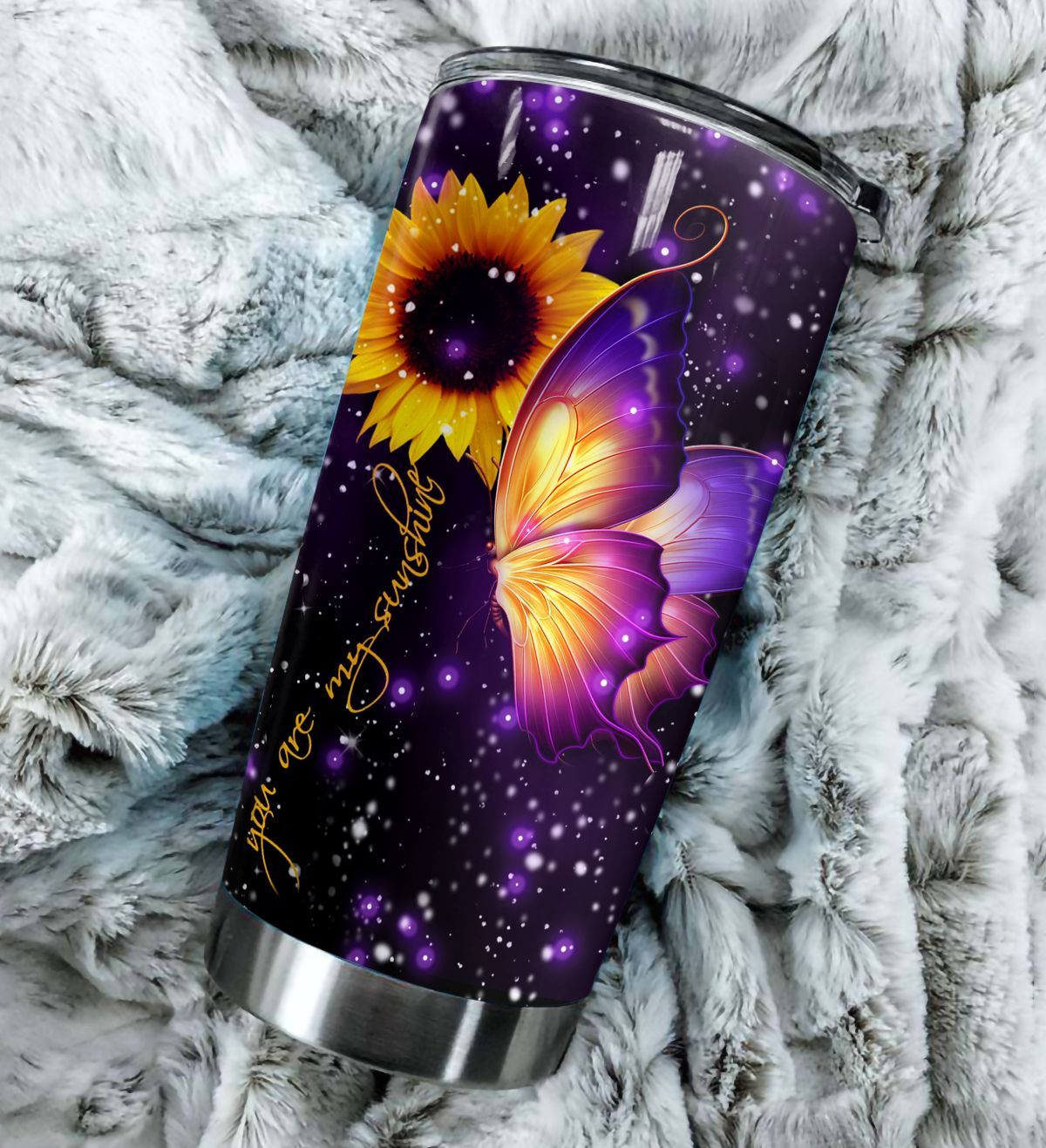 Personalized you are my sunshine night butterfly tumbler 2