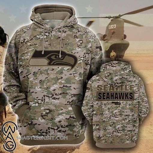 Seattle seahawks camo full printing shirt