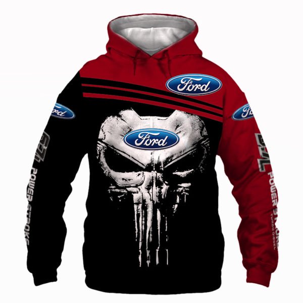 Skull ford logo full printing hoodie