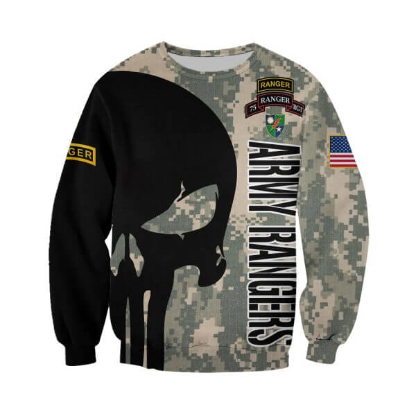 Skull united states army rangers full printing sweatshirt