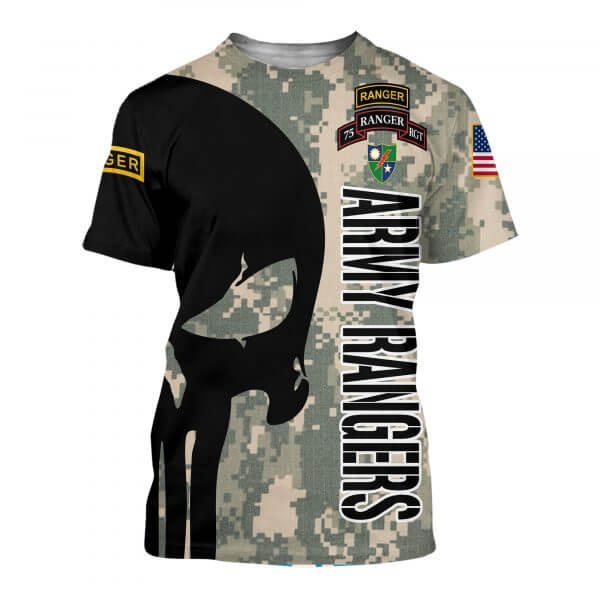 Skull united states army rangers full printing tshirt