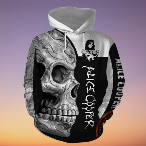 Sugar skull alice cooper all over print hoodie