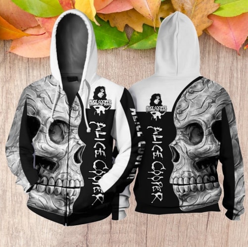 Sugar skull alice cooper all over print zip hoodie
