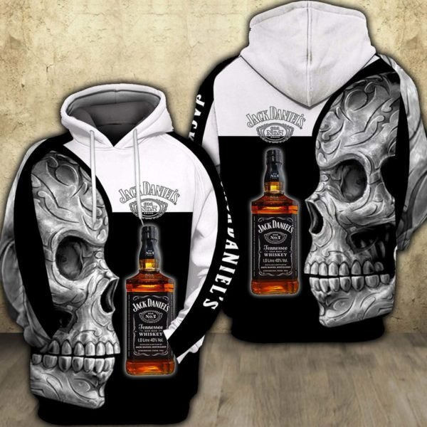 Sugar skull and jack daniel's all over print hoodie