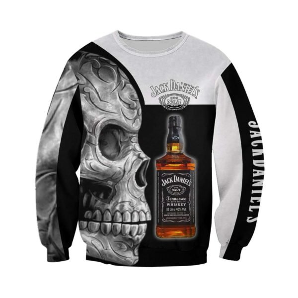 Sugar skull and jack daniel's all over print sweatshirt