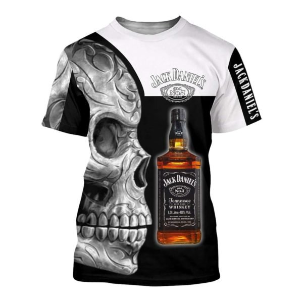 Sugar skull and jack daniel's all over print tshirt