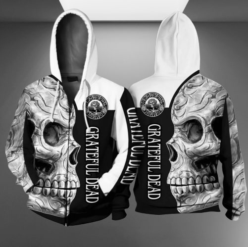 Sugar skull grateful dead full printing zip hoodie