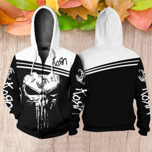 Sugar skull korn full printing zip hoodie