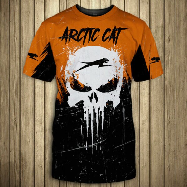 The skull arctic cat logo full printing tshirt 1