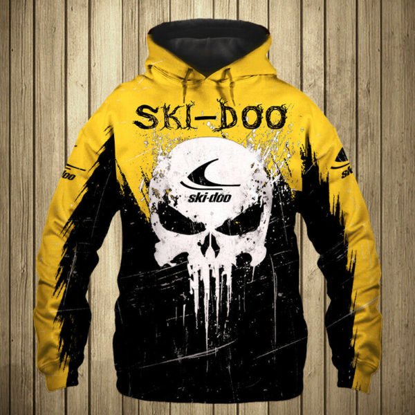 The skull ski-doo brp logo full printing hoodie 1