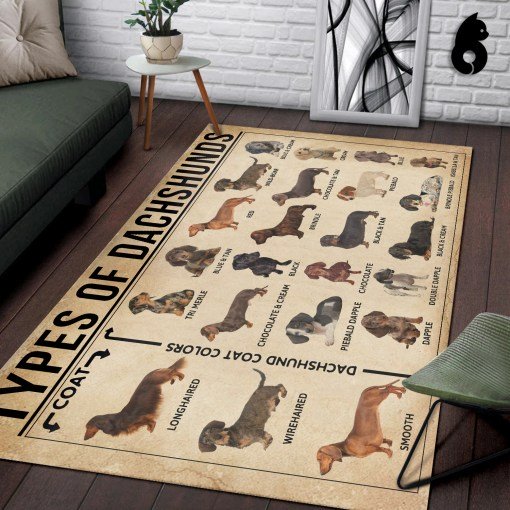 Types of dachshunds all over printed rug 1