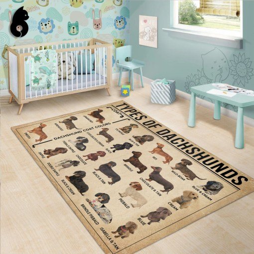 Types of dachshunds all over printed rug 3