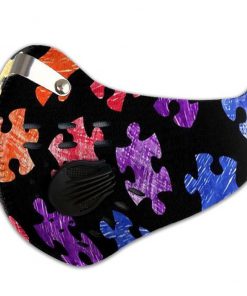 Autism awareness month puzzle pieces filter activated carbon face mask 1
