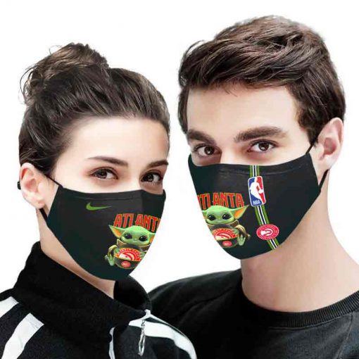 Baby yoda atlanta hawks full printing face mask 1