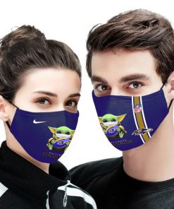 Baby yoda baltimore ravens full printing face mask 1