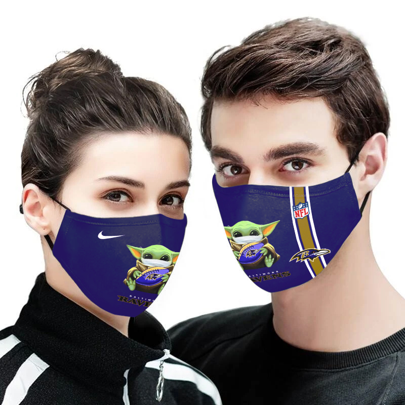 Baby yoda baltimore ravens full printing face mask 1