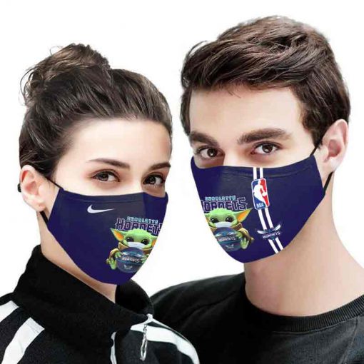 Baby yoda charlotte hornets full printing face mask 1