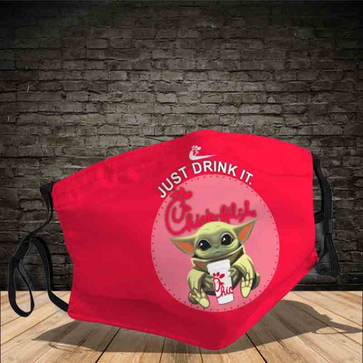 Baby yoda chick-fil-a just drink it full printing face mask 3