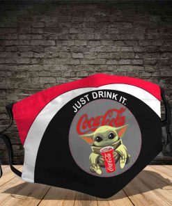 Baby yoda coca-cola just drink it full printing face mask 4