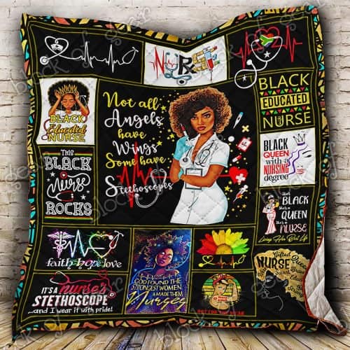 Black nurse not all angels have wings full printing quilt 3