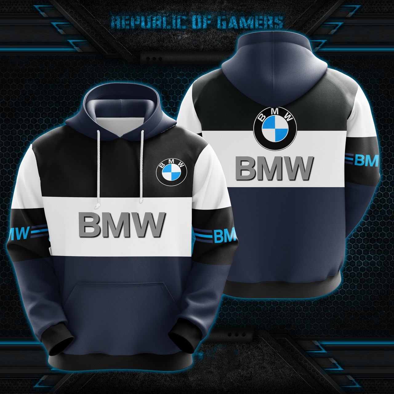 Bmw logo full over print hoodie 1