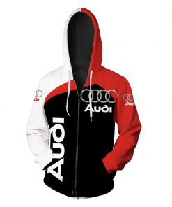 Car audi logo full over print zip hoodie